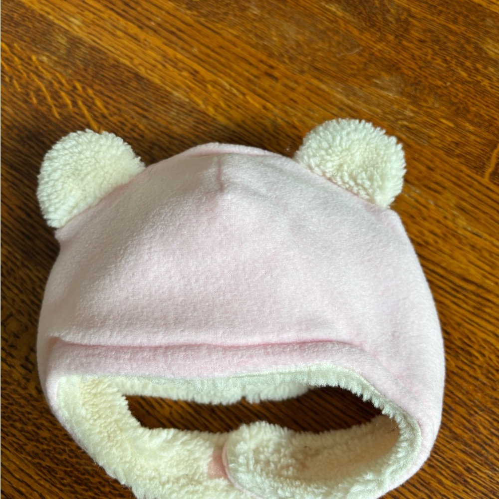 Old Navy Pink and Cream Bear Ear Hat for Kids